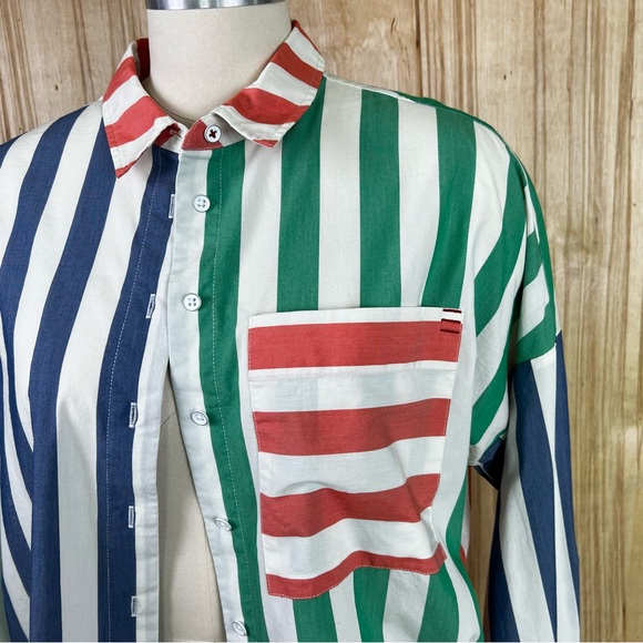 BDG Striped Color Block Button Down - Picture 2 of 5